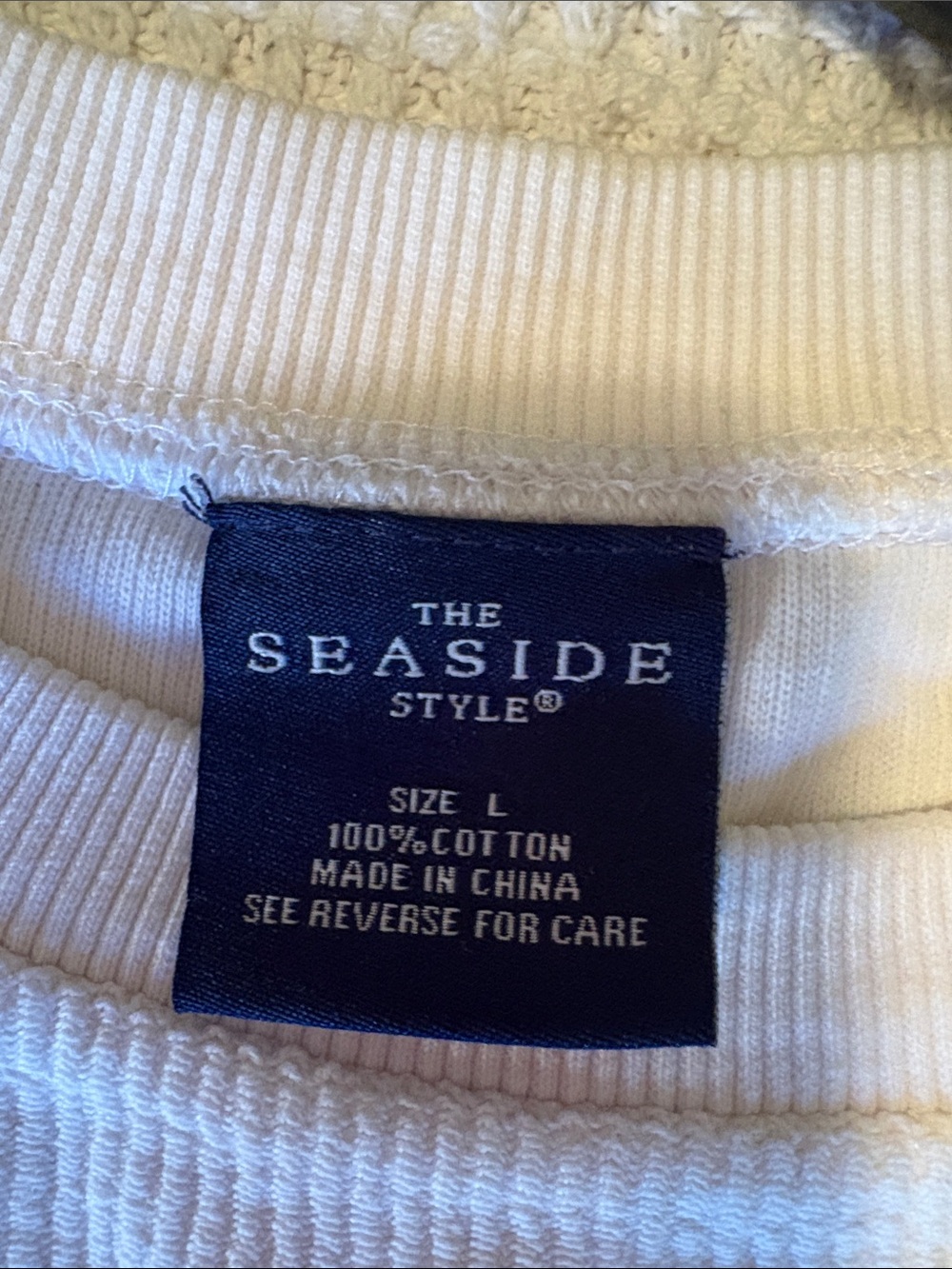 Seaside White with Navy Logo oversized Crew Sweatshirt - Picture 2 of 3